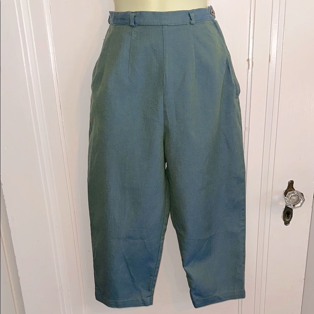 Vintage 60s White Stag‎ Blue/Green High-Waisted Capri Pants